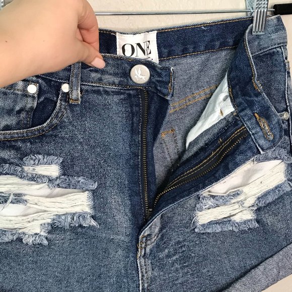 One X OneTeaspoon for Free People Outlaws Distressed Shorts - Picture 7 of 10